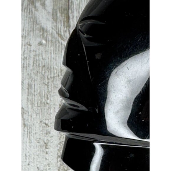 Vintage Mexican Black Obsidian Hand Carved Head - Picture 8 of 8